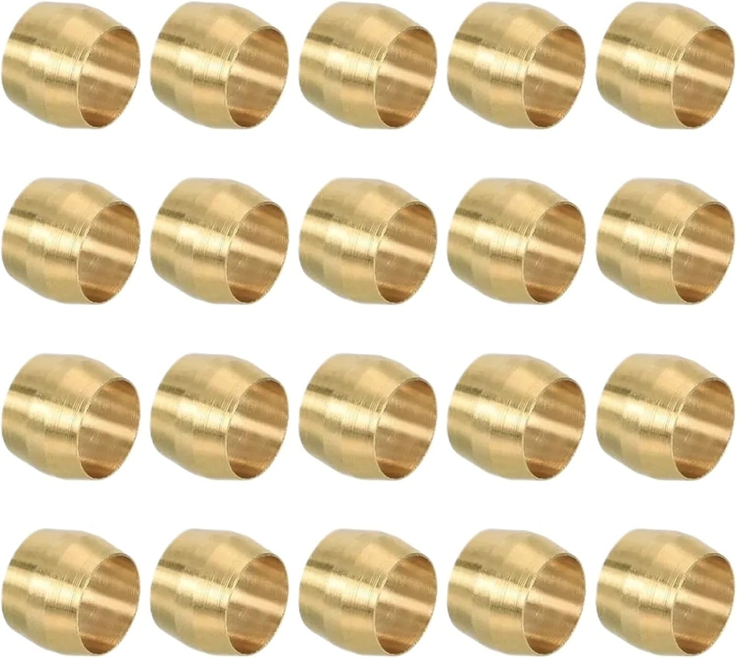 50pcs 1/4 3/8 1/2 Inch Tube OD Brass Compression Ferrule Sleeve Fitting Hose Inner Diameter 6mm(6.35mm)