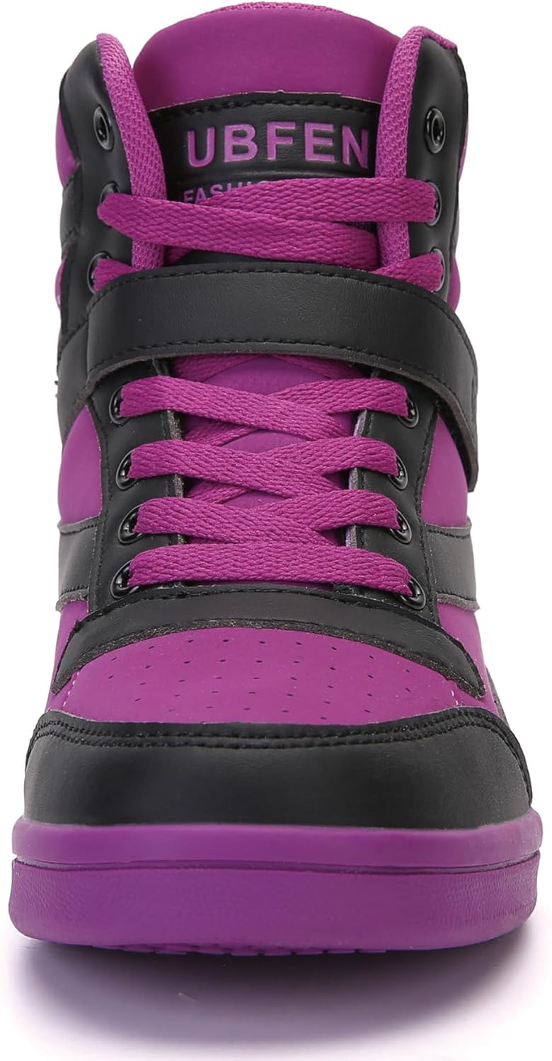 UBFEN Womens High Top Sneakers with Hidden Wedge Heel Ankle Support 2 Inch Height Increase 80s Retro Casual Boots - Image 4