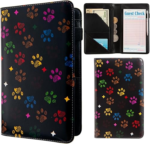 Miniatura 27 de Libretas para camarera de AIRMORS, con bolsillo con cremallera, libreta de cuero para camarera, cartera organizadora de dinero para camarero