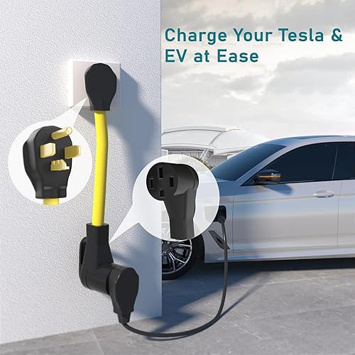 Miniatura 5 de Cable adaptador de cargador NEMA 14-30P a 14-50R EV de 1 pie, 4 clavijas de 30 amperios, enchufe macho a adaptador de conversión hembra EVRV de 4