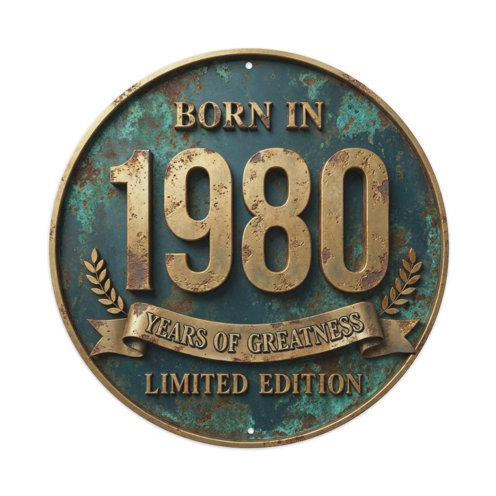 Born In 1980 Years Of Greatness Year-Themed Birthday Gift Metal Tin Sign