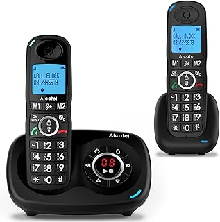 Alcatel XL595 Voice Duo - 2 Cordless Handsets with Answer Machine - Landline Cordless Phone - Home Telephone with Answer Machine - Call Blocking Phones- Extra Large Phone
