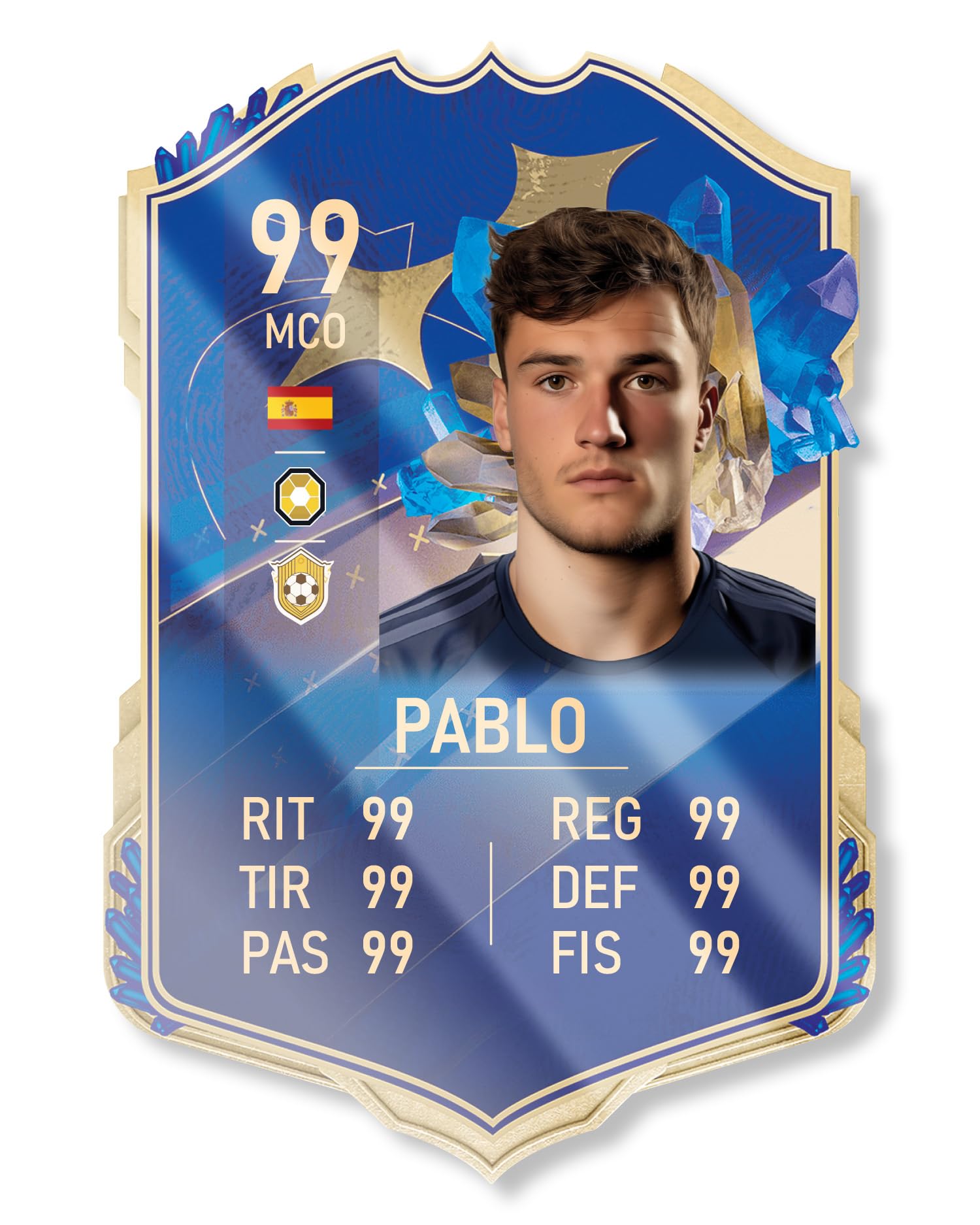 Panorama Football Card TOTY 21x30 cm aus Methacrylat – Ultimate Team FUT Card - Personalised Glas Soccer – Photo Gifts - Personalisierter Fußballaufkleber mit Foto