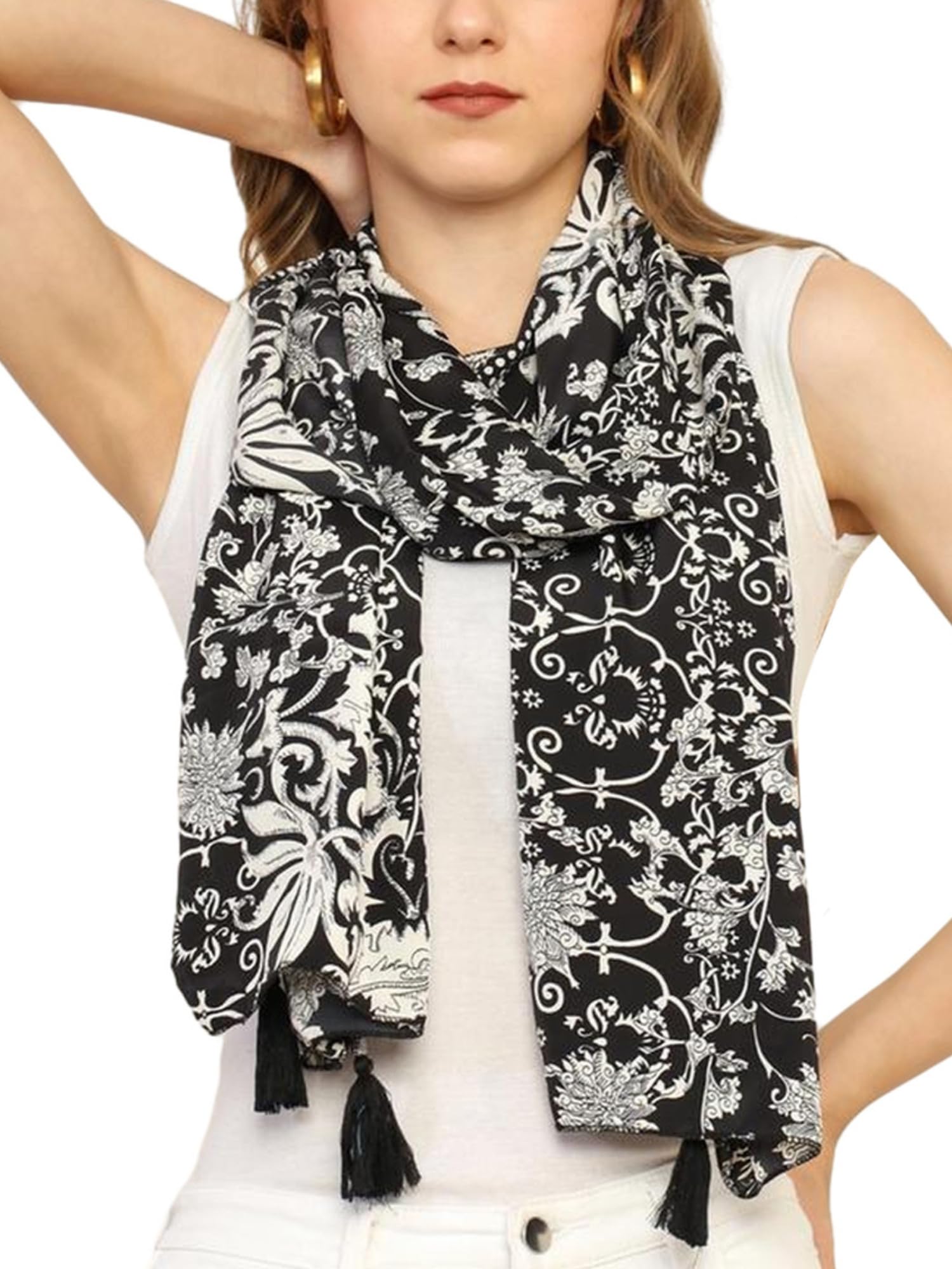 Sponsored Ad - KE KANHA EXPORTS scarf for women stylish | Scarf For Women | face mask | Printed Fancy Tassle Full Face Cover | Head | Hair Face Protection | Sun Protection in summer & Winter | Lightweight