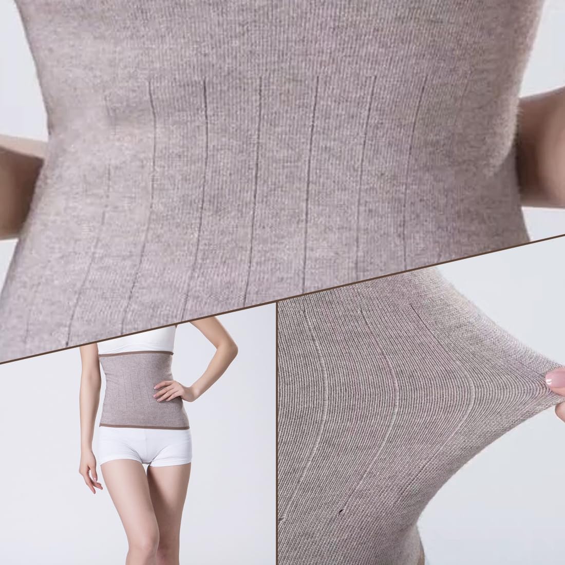 Banda lumbar de lana, faja para mujer, banda suave calentadora de invierno para riñones y espalda, elástica, en la cintura, faja para dolor de espalda