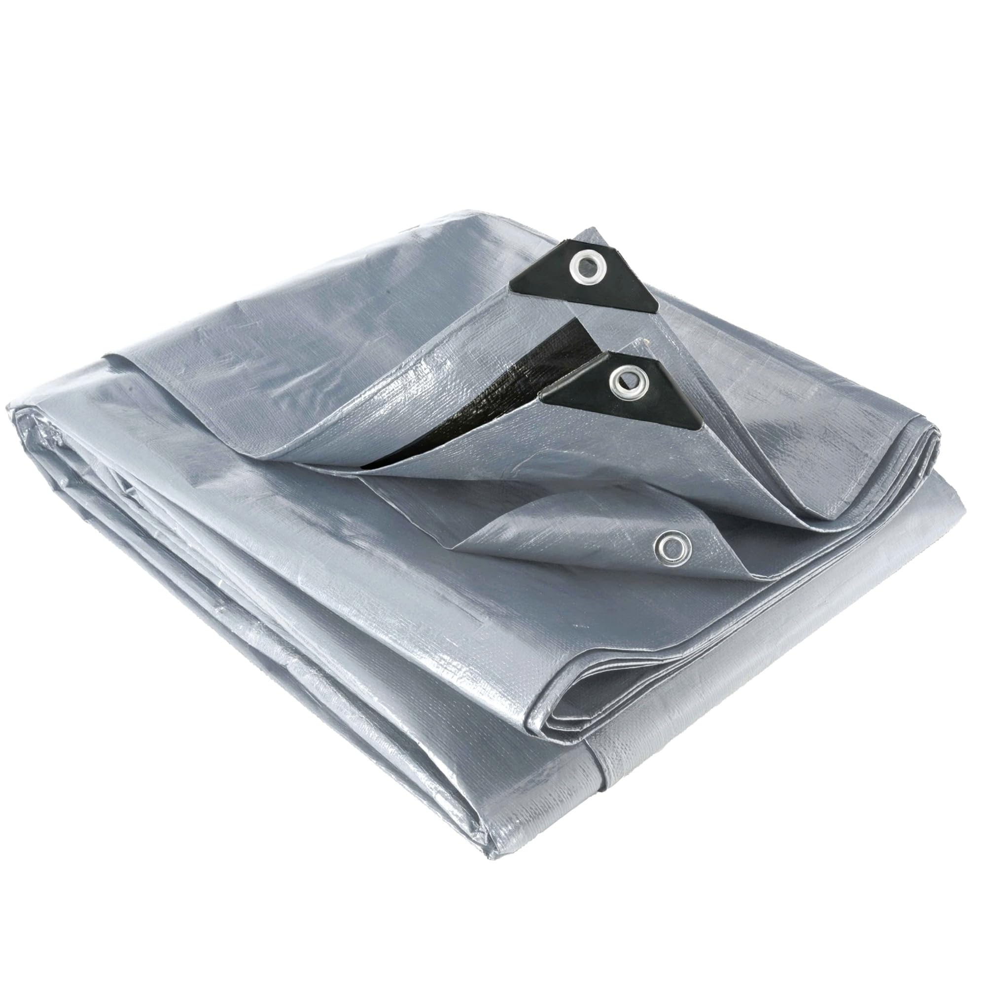 Bâche multifonctions grise et noire ultra résistante 200g/m² 6x6m de protection