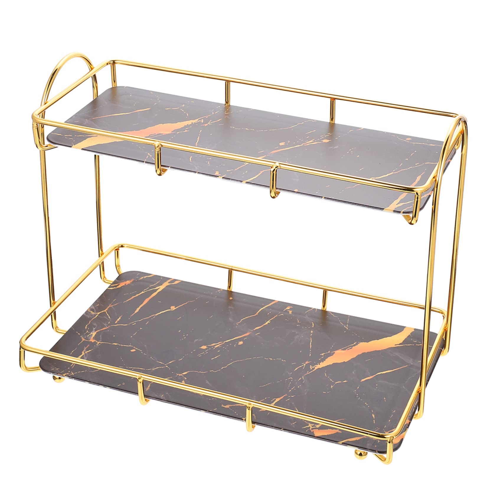 Didiseaon Organizzatore per Cosmetici da Bagno Angolare, Scaffale a 2 Livelli in Ferro Nero, Salvaspazio, Grande Capacità per Lavabo e Piano D’appoggio