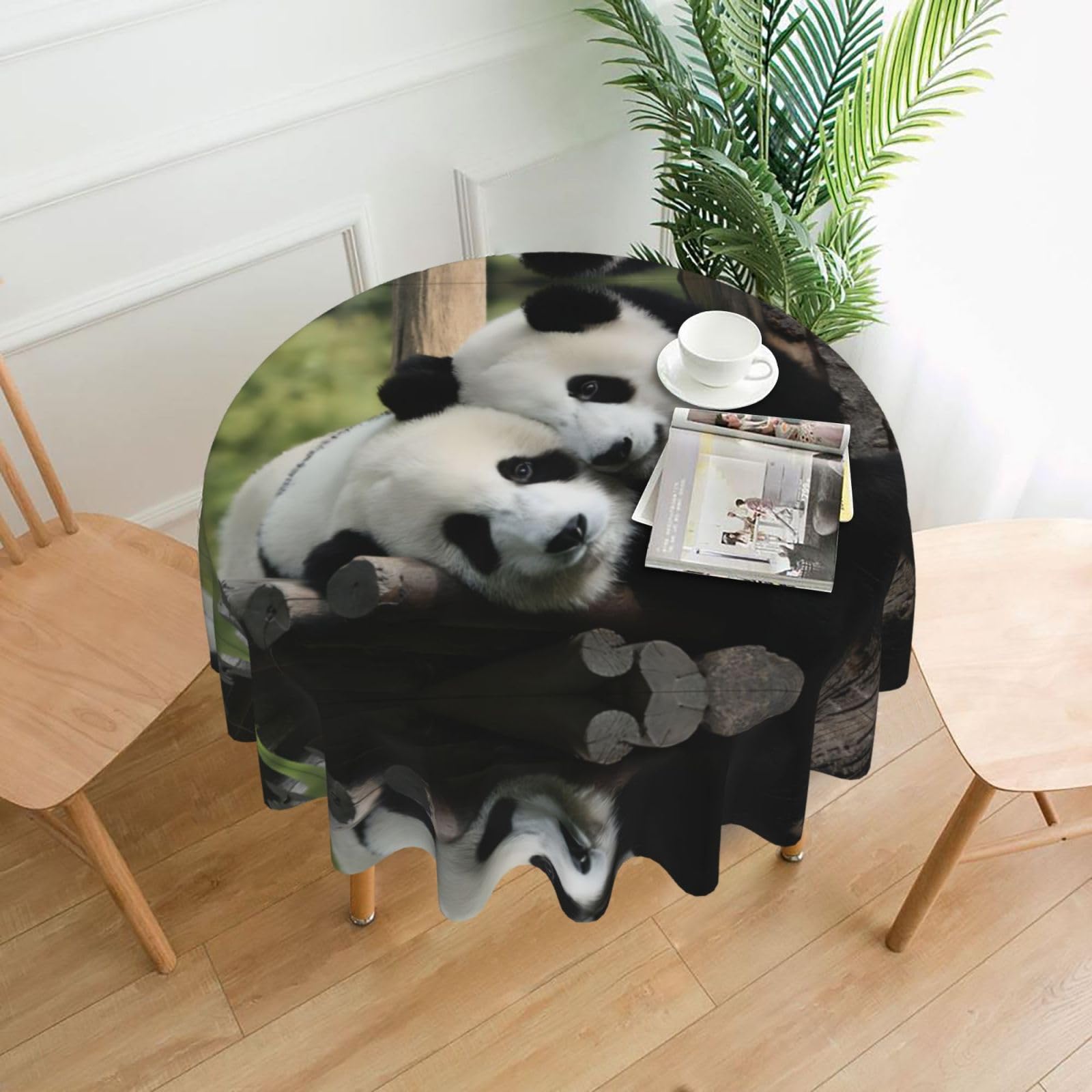 YYHWHJDE Lovely Pandas Prints Round Decorative Tablecloth 60in – Elevate Your Dining Space with this Elegant Throw for Everyday Charm & Special Occasions