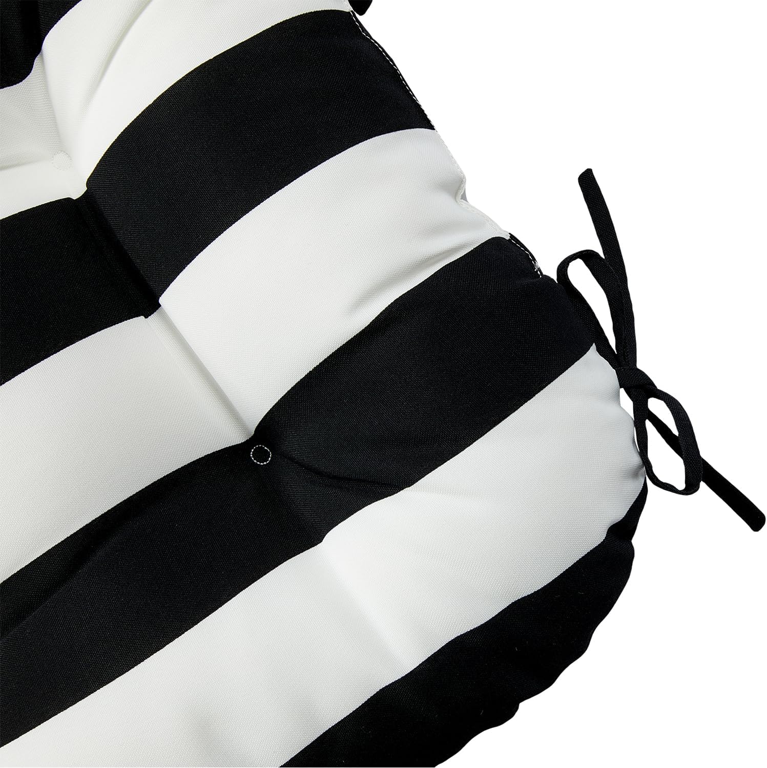 Magpie Fabrics Outdoor/Indoor Tufted Seat Cushion with Ties Set of 2, 19"x19" Waterproof Patio Chair Pads Tatami Floor Pillow for Room Garden Balcony Office Decor(Black White)