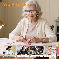 Vista 2 de Lupas profesionales con 5 lentes desmontables de 0.75 x 4.0 x y 3 luces LED, lupa recargable manos libres para trabajo cercano, manualidades y Negro