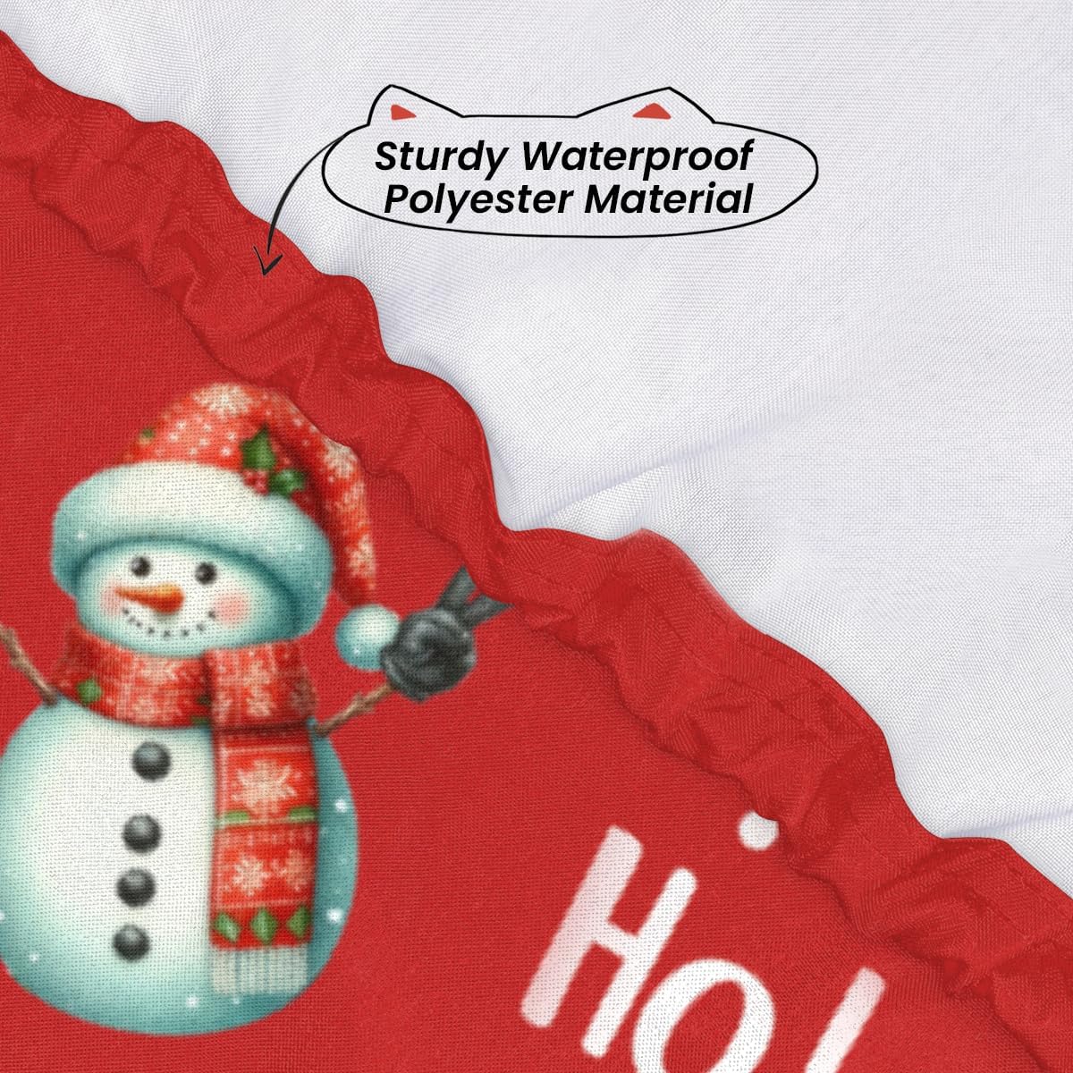 cfpolar Christmas Square Tablecloth with Elastic Edge, Christmas Snowman Gift Fitted Tablecloth Waterproof Wipeable Square Card Table Cover for Dining Kitchen Party Indoor Patio Table 46x46 in