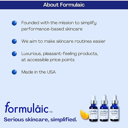 Miniatura 8 de Formulaic Suero facial de vitamina C con vitamina E y ácido ferúlico, suero iluminador de la piel, revitaliza la piel y unifica la piel, sin