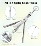 TONEOF 68" Magnetic Selfie Stick Tripod with Aluminum Strong Magnetic Holder for Magsafe, 360° Rotatable Travel Phone Tripod Stand with Metal Ring & Rechargeable Remote for iPhone/Android(Beige Gray)