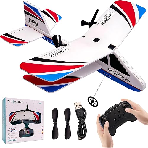 Rc Plane, Remote Control Airplane for Boys Kids 8-12 Adults Toy Flying Airplane Skyriders Rc Jet Easy to Fly Outdoor Glider for Kids & Beginners (White)