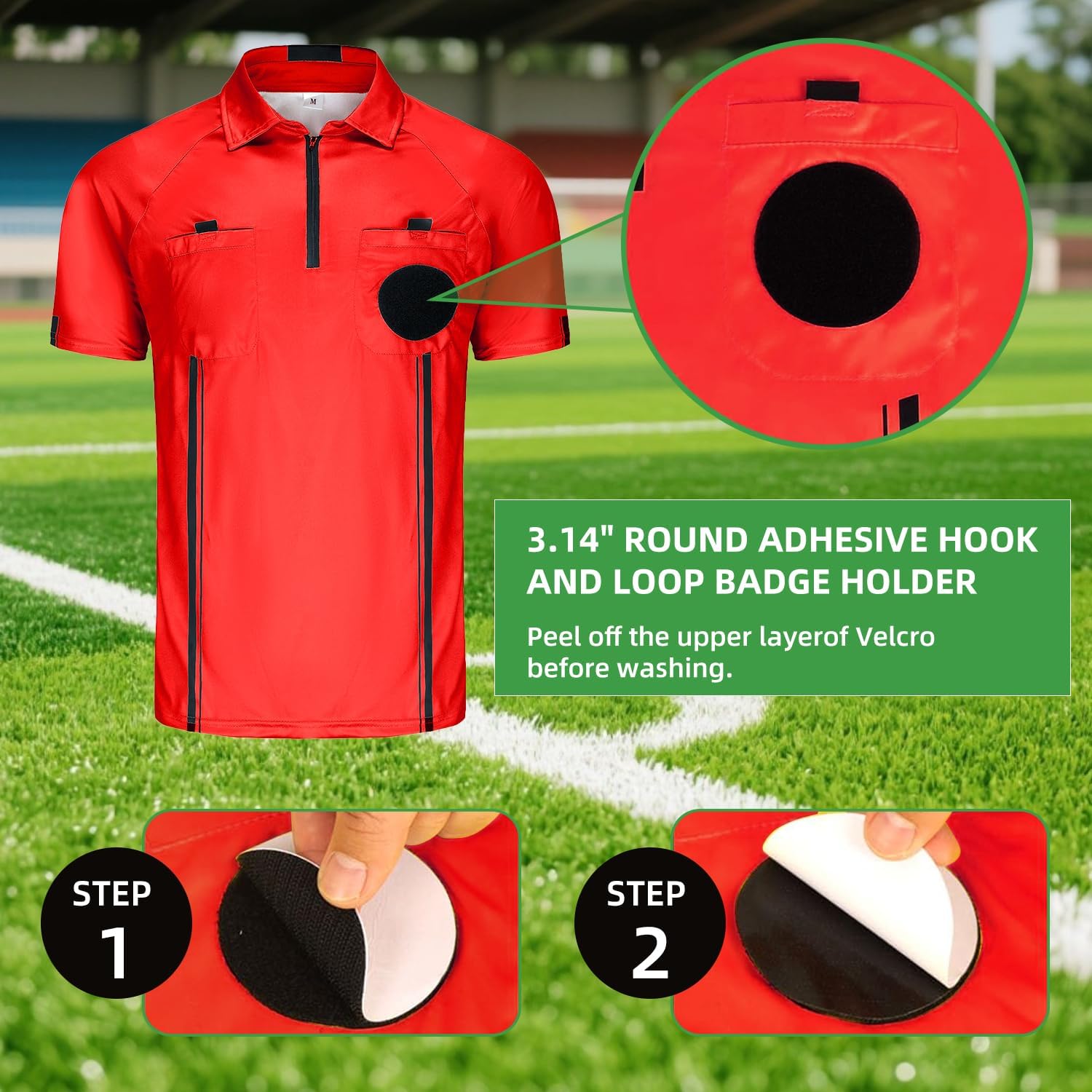 CUTIEHON Soccer Referee Jersey, Short Sleeve Official Pro Referee Shirt, Featuring a Badge Holder & Pockets - Image 5