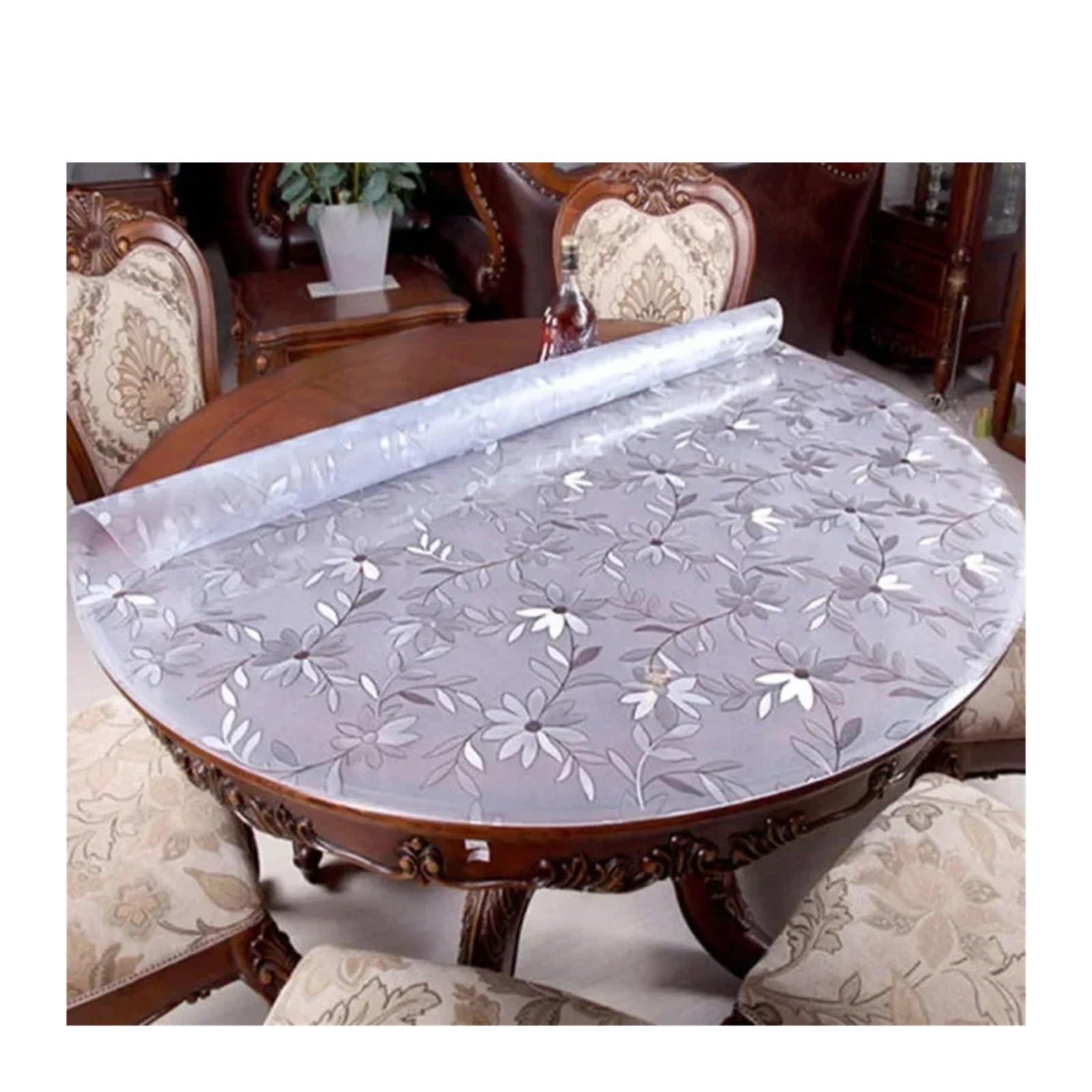Nappe ronde en PVC transparente 100cm et 1mm pour table