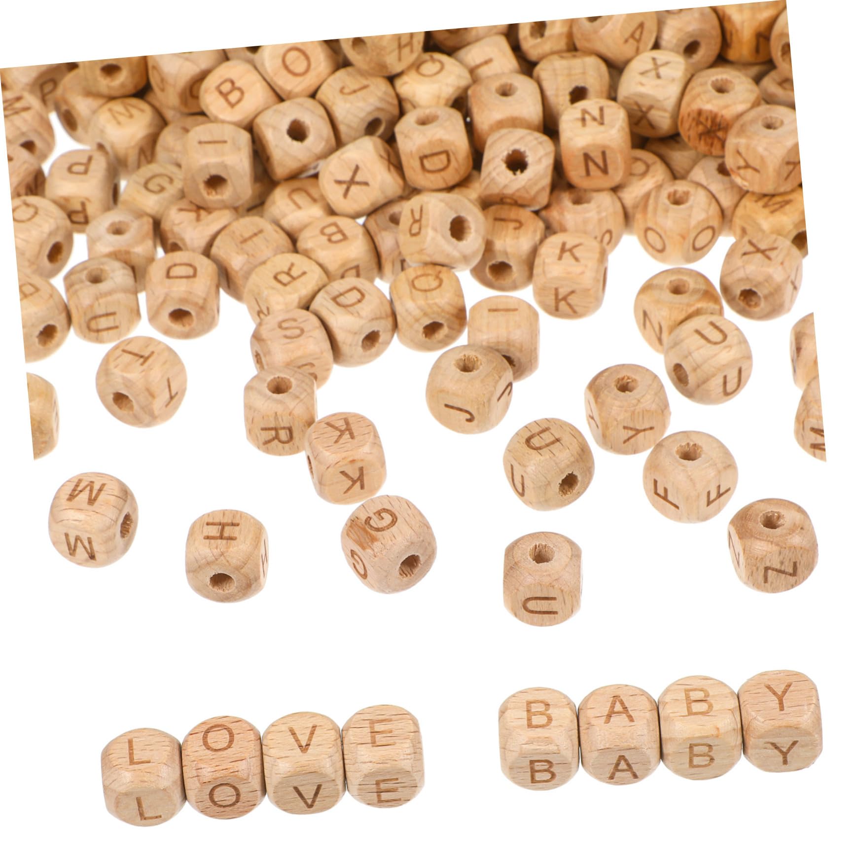 260 Pezzi Perline in Legno Faggio Quadrate Alfabeto Perline Artigianali Leggere per Creazione Gioielli Braccialetti e Progetti DIY per Adulti