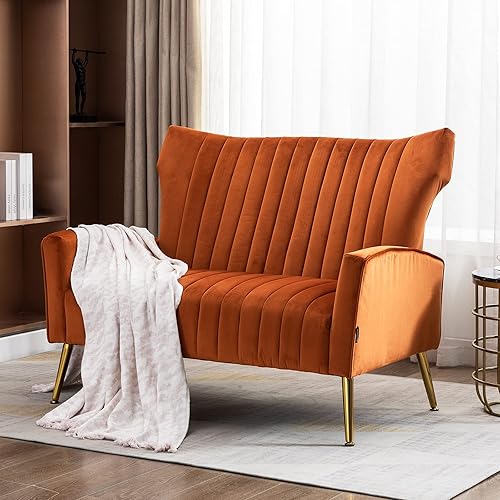 Miniatura 33 de Artechworks Silla decorativa curvada con patas doradas de metal dorado con brazo tapizado de terciopelo, silla moderna para sala de estar,