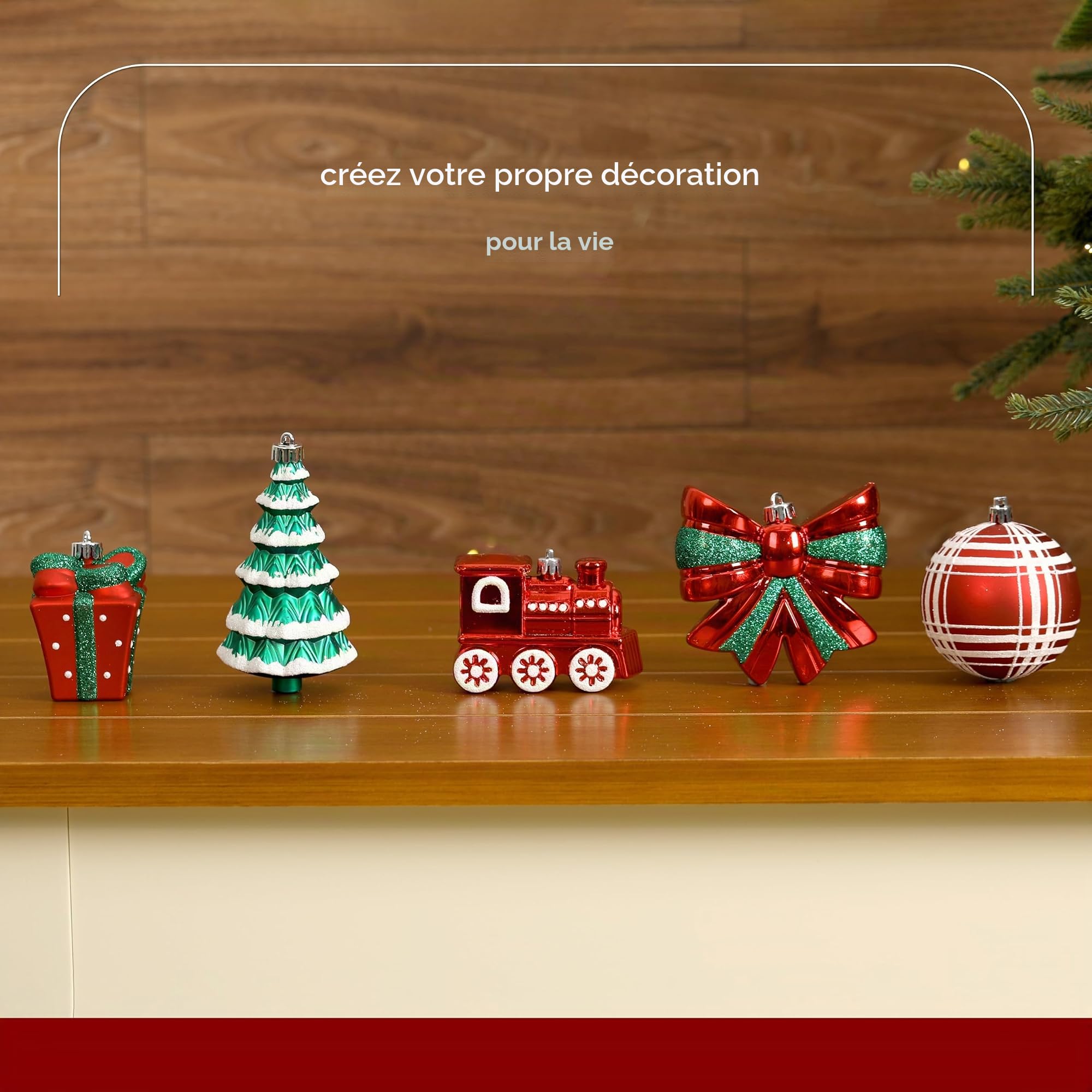 Alupssuc 82 Boules de Noel Incassables, pour Decoration Noel Sapin | 82 Pièces Boule de Noel, Ficelles Pré-suspendues, Plastique Incassable, pour Sapin/Maison/Fêtes, Rouge, Vert et Blanc