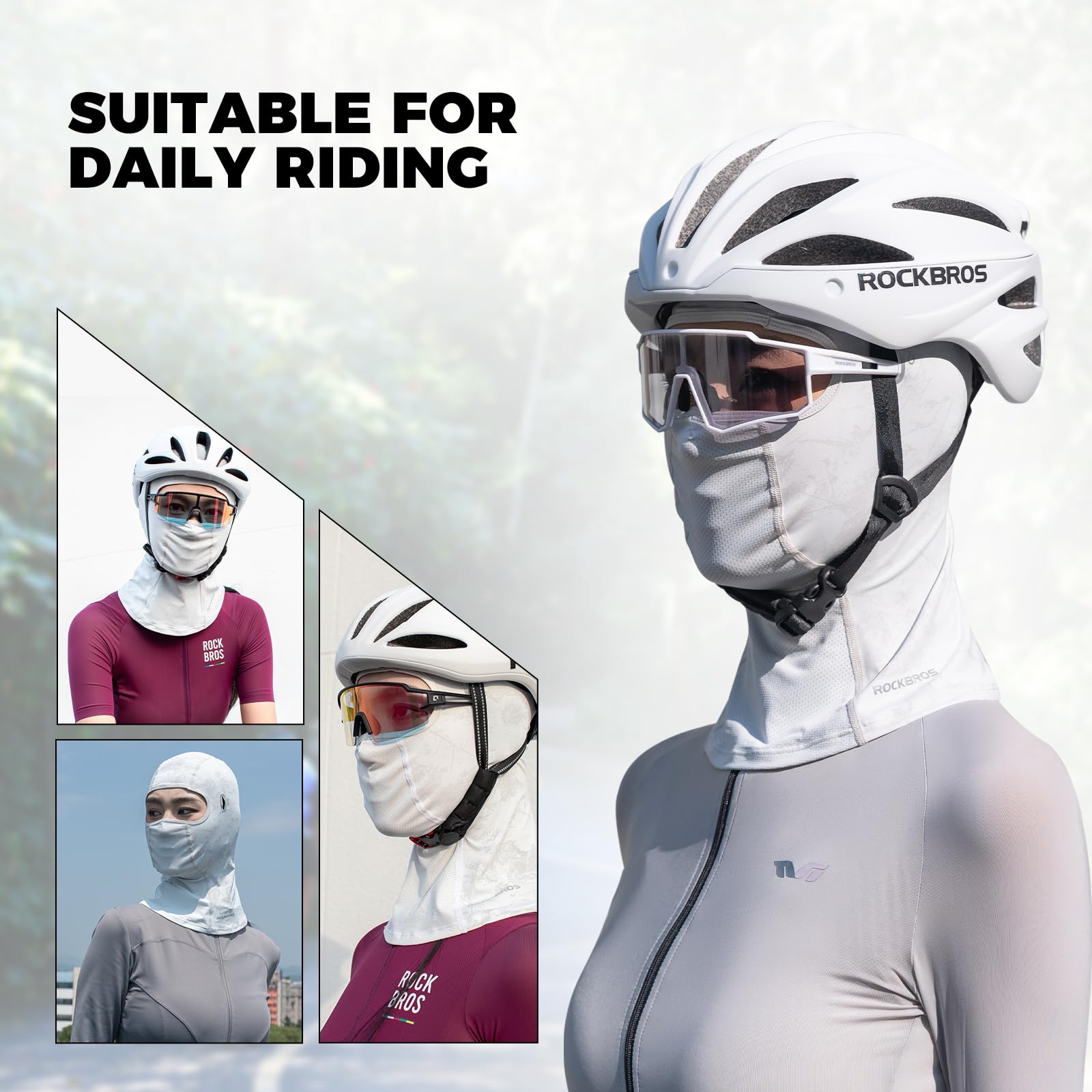 ROCKBROS Máscara de Pasamontañas para Hombre Mujer, Bufanda de Verano Protector UV Transpirable, Balaclava Completa Bajo Casco para Ciclismo Moto Deportes al Aire Libre