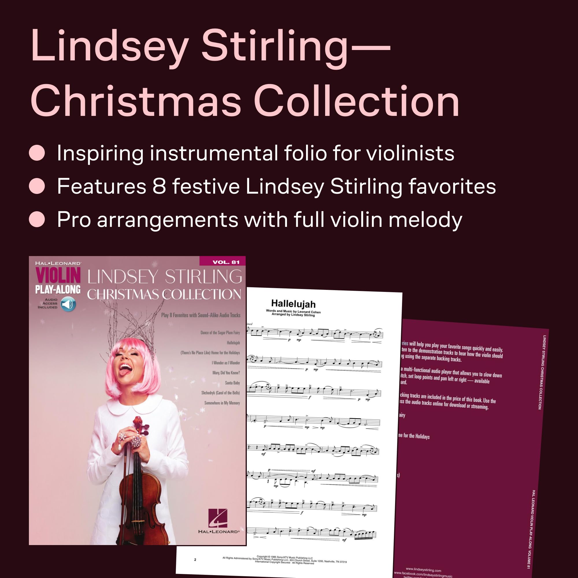 Lindsey Stirling - Christmas Collection. Solo pour Violons. Comprend Enregistrement(s) en ligne
