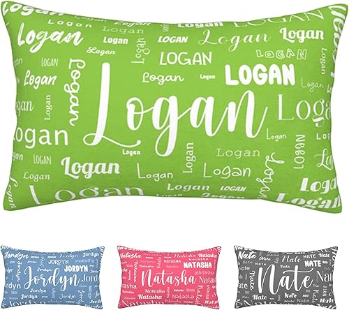 Funda de almohada personalizada con nombre, funda de almohada lumbar personalizada con nombre, funda de almohada de felpa con nombre de 16 x 24
