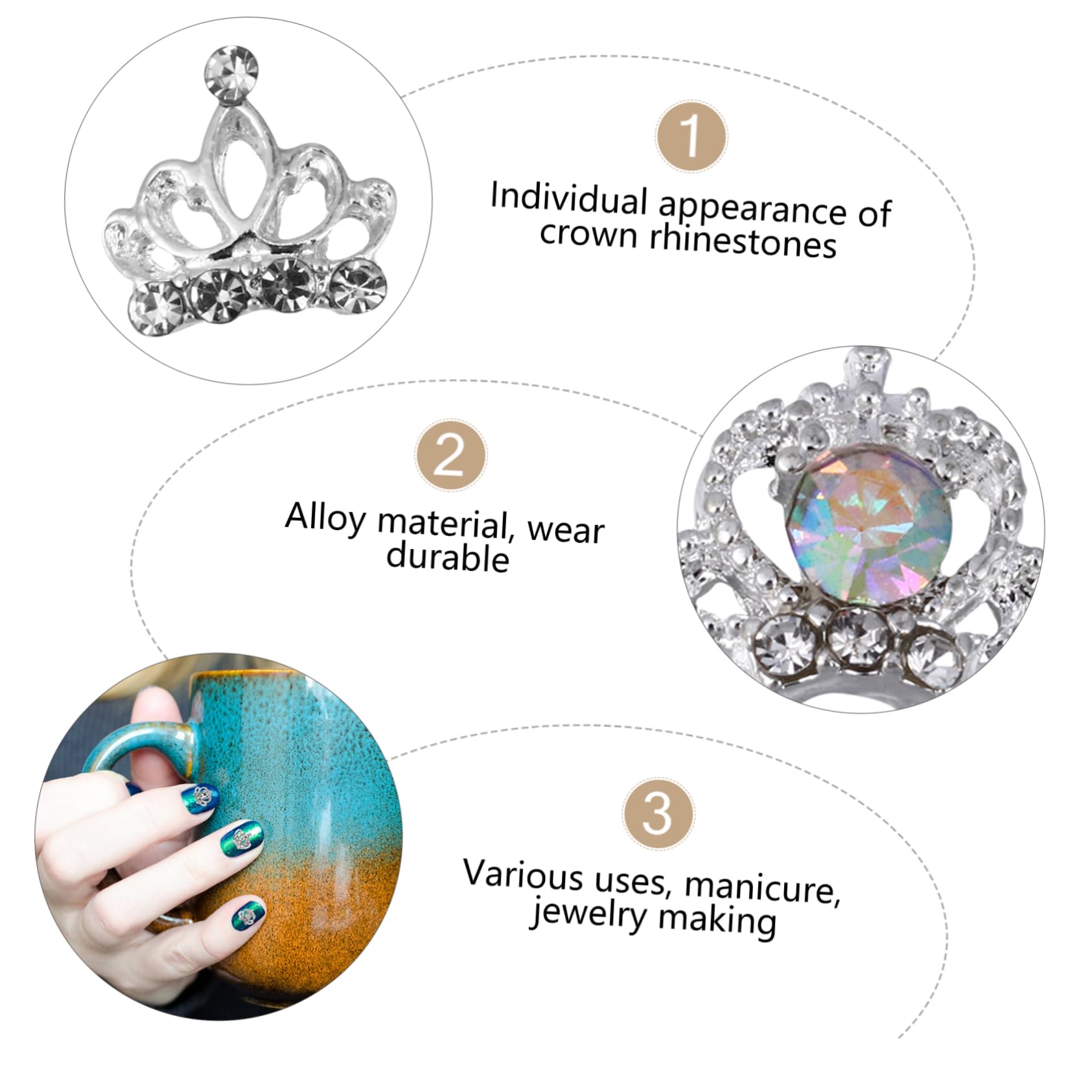 100pezzi Per Unghie Decorazioni Manicure Charms Abbellimenti Per Unghie Rhinestones Per Nail Art Per e Compleanni