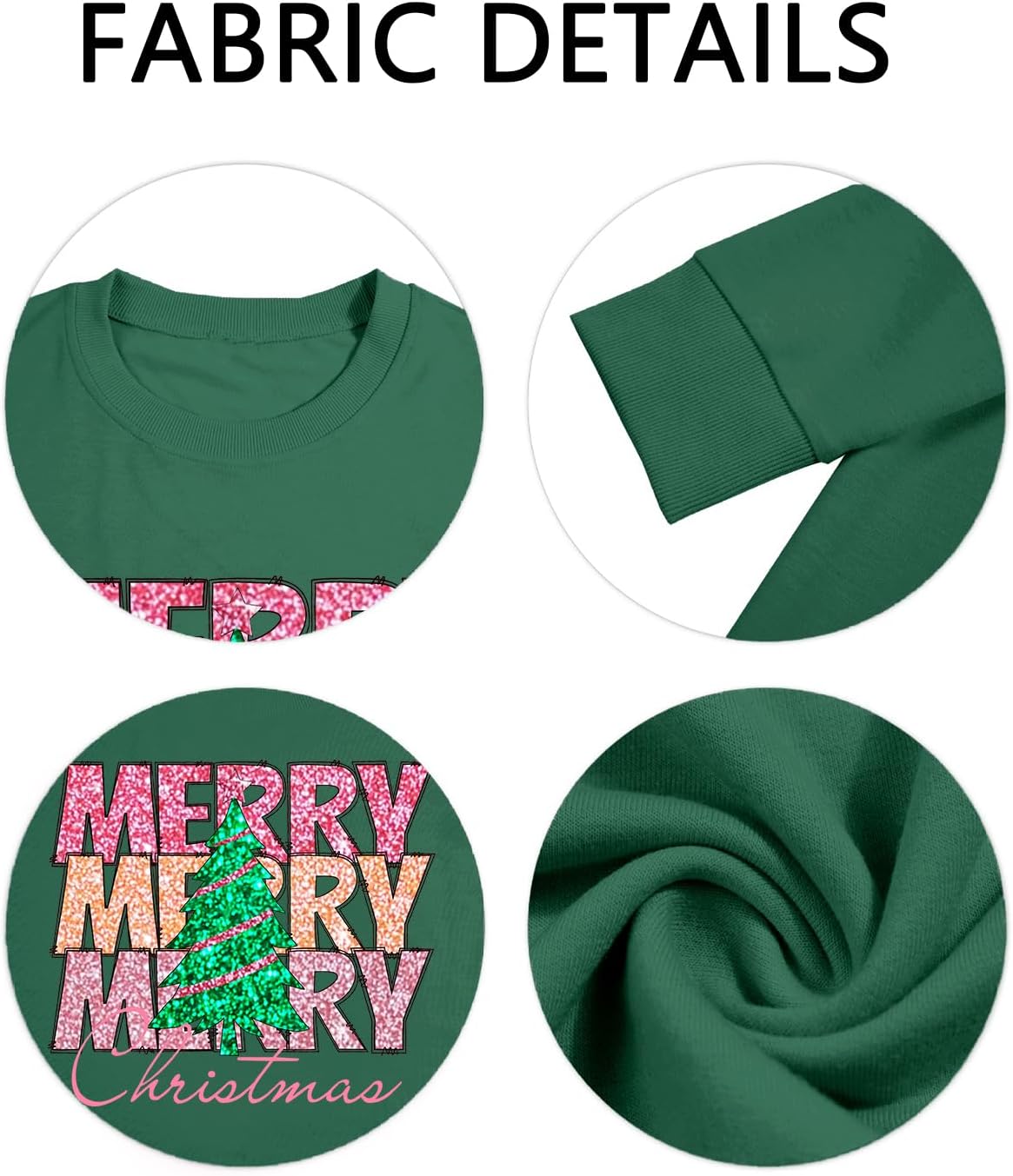 Christmas Sweatshirts for Women Merry Sweatshirt Funny Santa Claus Graphic Shirt Xmas Holiday Pullover Tops - Image 5