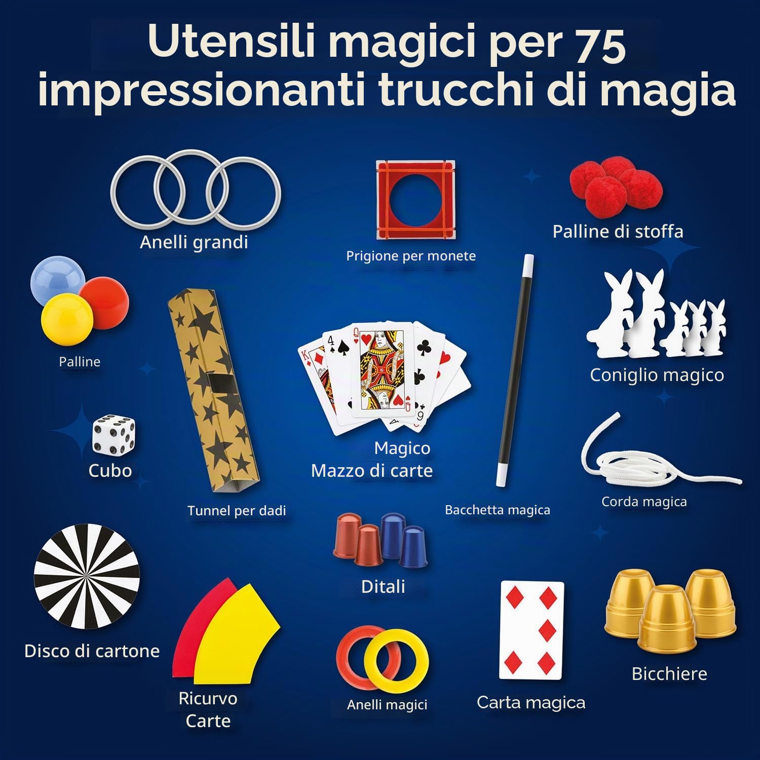 Kosmos 694319 Magic La Scuola di magia - Edizione Gold, 75 Trucchi magici e illusioni, 18 Accessori magici, Kit di magia dagli 8 Anni in su (Istruzioni in Italiano, Tedesco, Francese)