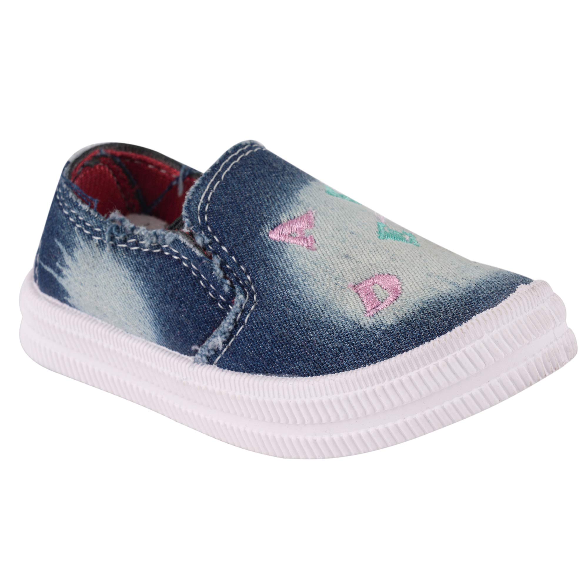 BUNNIES Denim Junior-4 Flat Canvas Slip-On Shoes for Little Boys and Girls |PVC Sole Denim Shoes for Boys and Girls | Kids Shoes (Blue, Numeric_9) (B0B56L8QJC) Amazon Price History, Amazon Price Tracker
