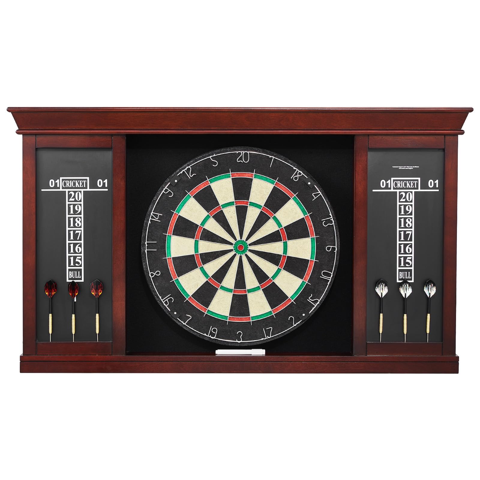 Happybuy Dartboard and Cabinet Set, Instant Play Official-Size Dartboard Cabinet, Steel Tip Dart Cabinet, Simple Assembly, Comes with All Accessories, Idea for Cricket Games