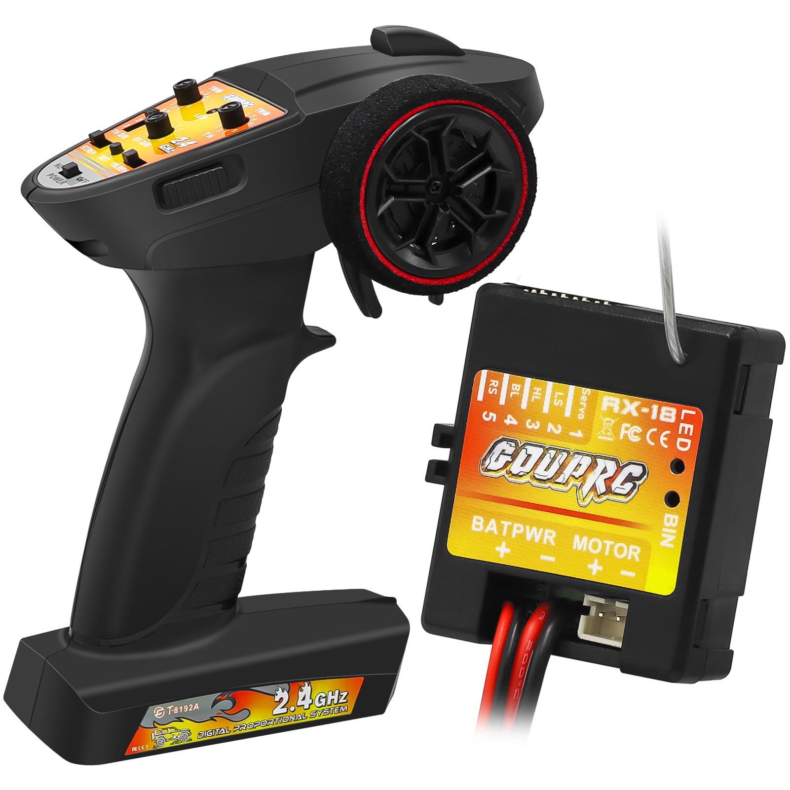 GOUPRC 2 in 1 ESC & Receiver with 3CH 2.4GHz RC Transmitter ESC Remote Controller Receiver Combo for Axial SCX24 RC Car