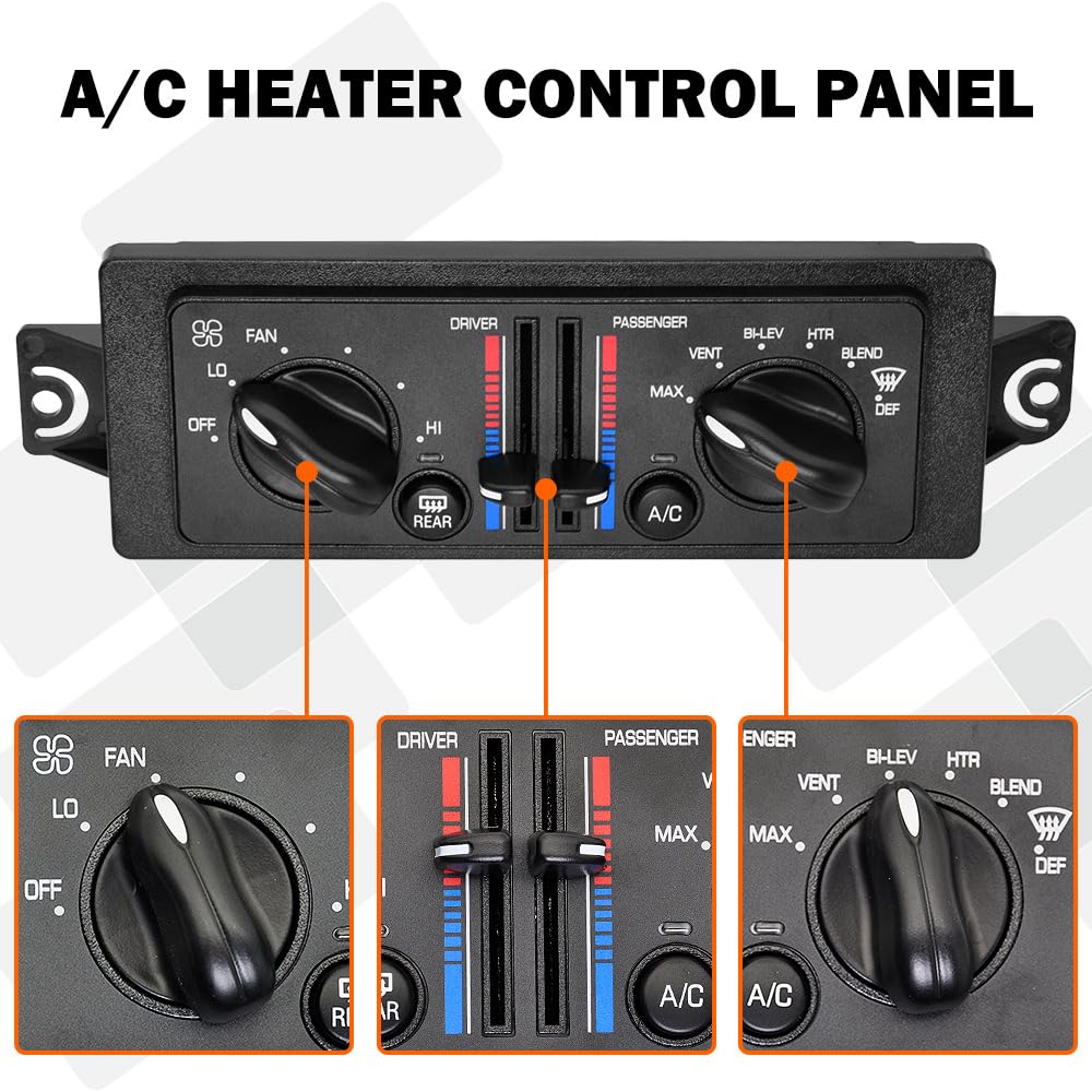 10308120 HVAC A/C Heater Dual Climate Control Panel Module Switch Compatible with Buick Century 3.1L 2005 2004-2000, for Buick Regal GS GSE LS LSE V6 3.8L 2000-2004 Replace# 10447470 1572734 9359814