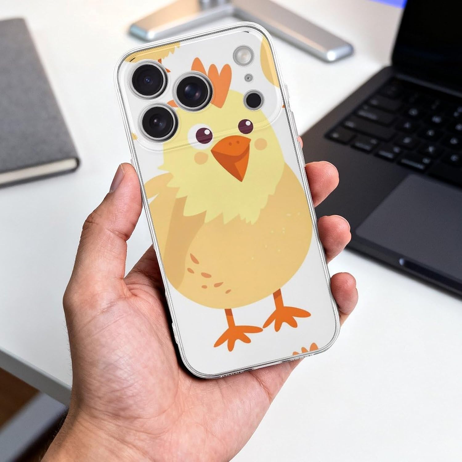 Clear Phone Case for iPhone 17 Pro Case, Chicken Chick Prints Shockproof TPU Cell Cover with Wireless Charging, Anti-Yellowing, Transparent image 4