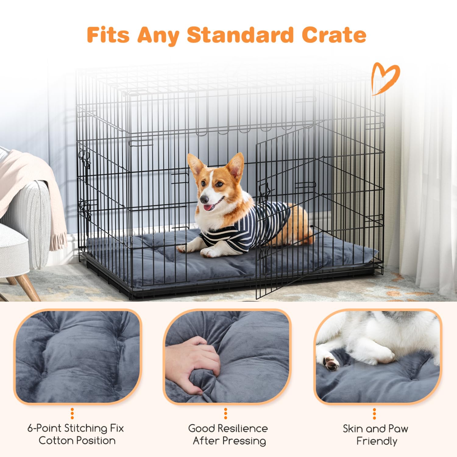 Nobleza Cama Perro Grande, Cama Perro Lavable, Suave y Esponjoso, Antideslizante, Gris Oscuro, 110x73cm