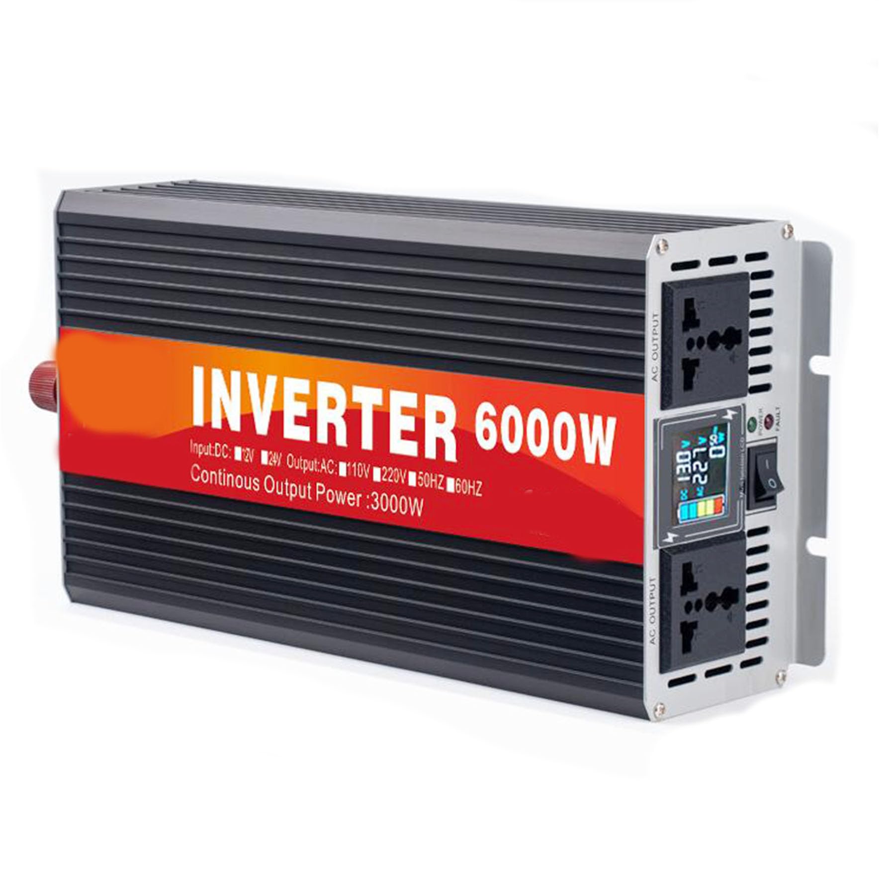 Onduleur solaire 6000W convertisseur DC 12V 24V vers AC 220V avec écran LCD