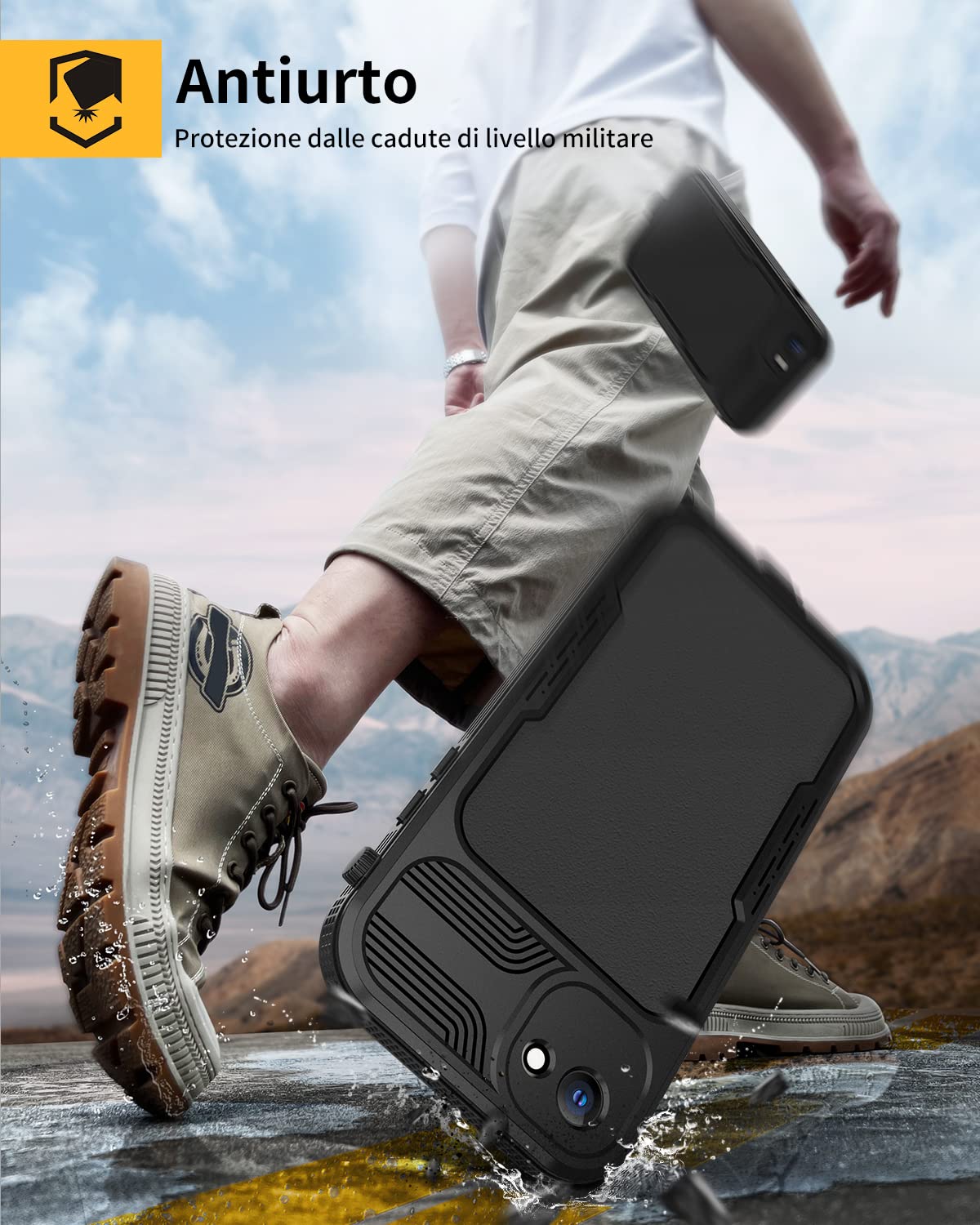 Lanhiem Cover Compatibile con iPhone SE (2022/2020) 8/7 [IP68 Impermeabile e Compatibile con MagSafe] Protezione a 360 Gradi Custodia Subacquea Robusta Antiurto,Protezione dello Schermo,Nero