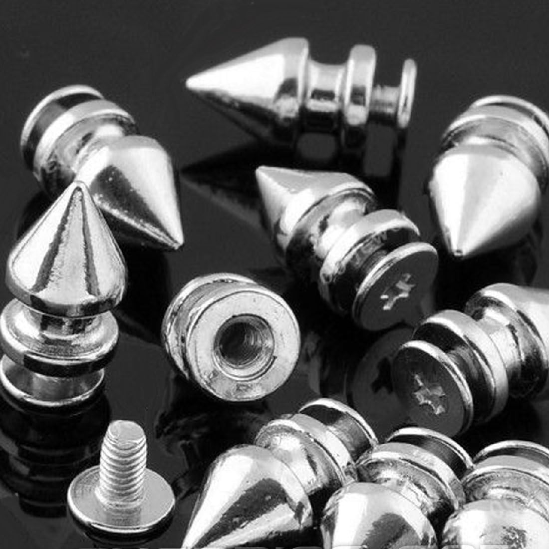 RUBYCA 12MM 500 Sets Metal Tree Spikes and Studs Metallic Screw-Back for DIY Leather-Craft Silver Color