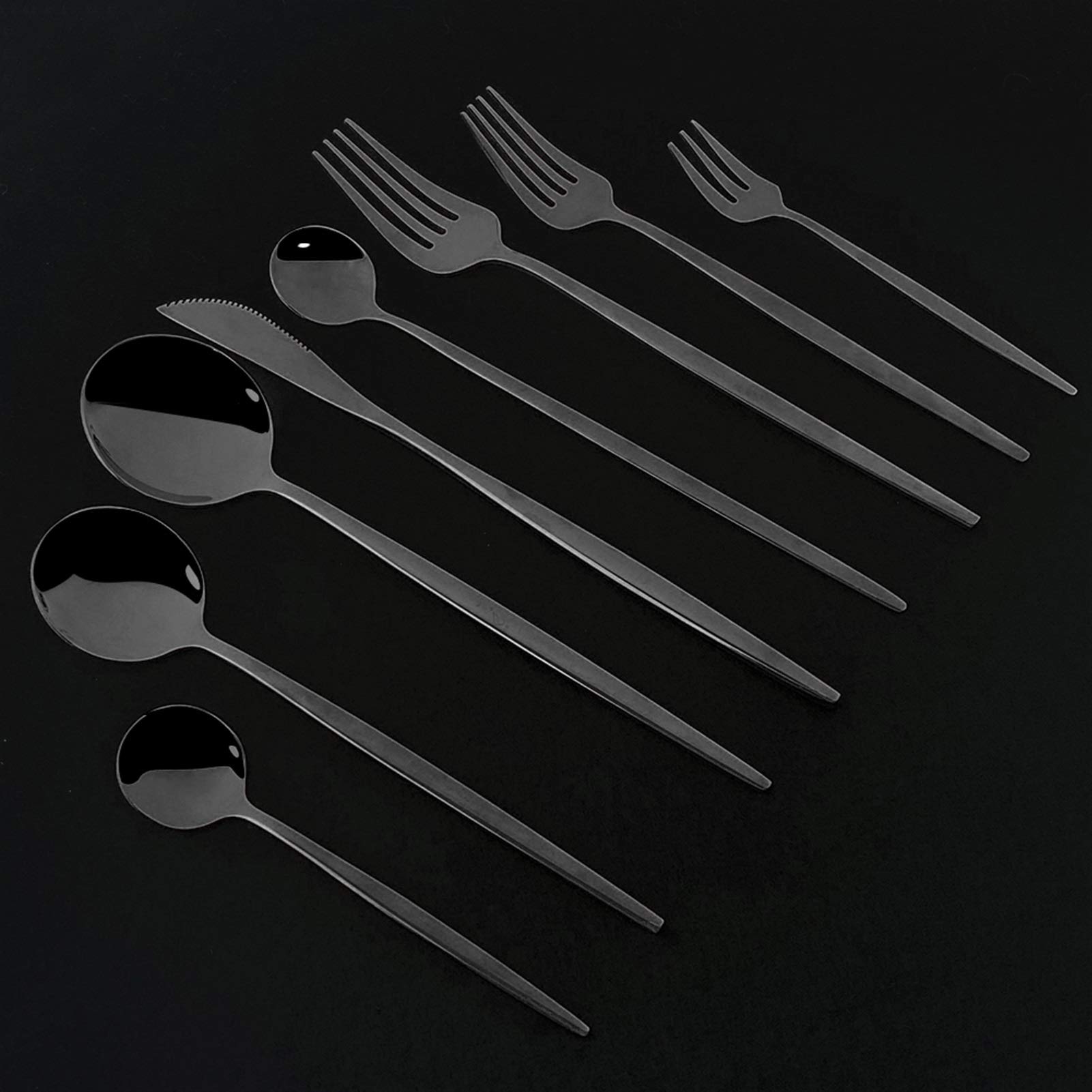 Couverts de vaisselle de luxe Noir Set 18/10 en acier inoxydable à couverts de la fourche de la fourchette de la fourchette for la cuillère de cuisine de cuisine (Color : 4Pcs White Gold)