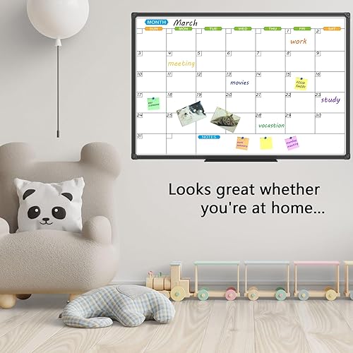 Miniatura 5 de JILoffice - Pizarrón magnético blanco de borrado en seco, de 36 x 24 pulgadas con marco de aluminio negro, para montar en la pared, para oficina,