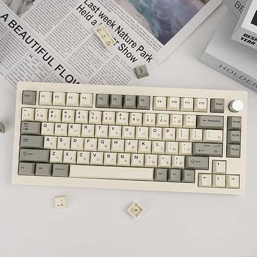 Miniatura 4 de Teclas japonesas grises retro de 135 teclas, sublimación de tinte PBT personalizadas, juego de teclas de perfil cereza para interruptores de caja