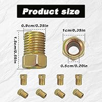 Vista 3 de Surtido de 12 piezas de accesorios de línea de freno invertido de latón, 3/8 pulgadas, 24 roscas, 4 uniones, 8 tuercas para tubo de línea de freno