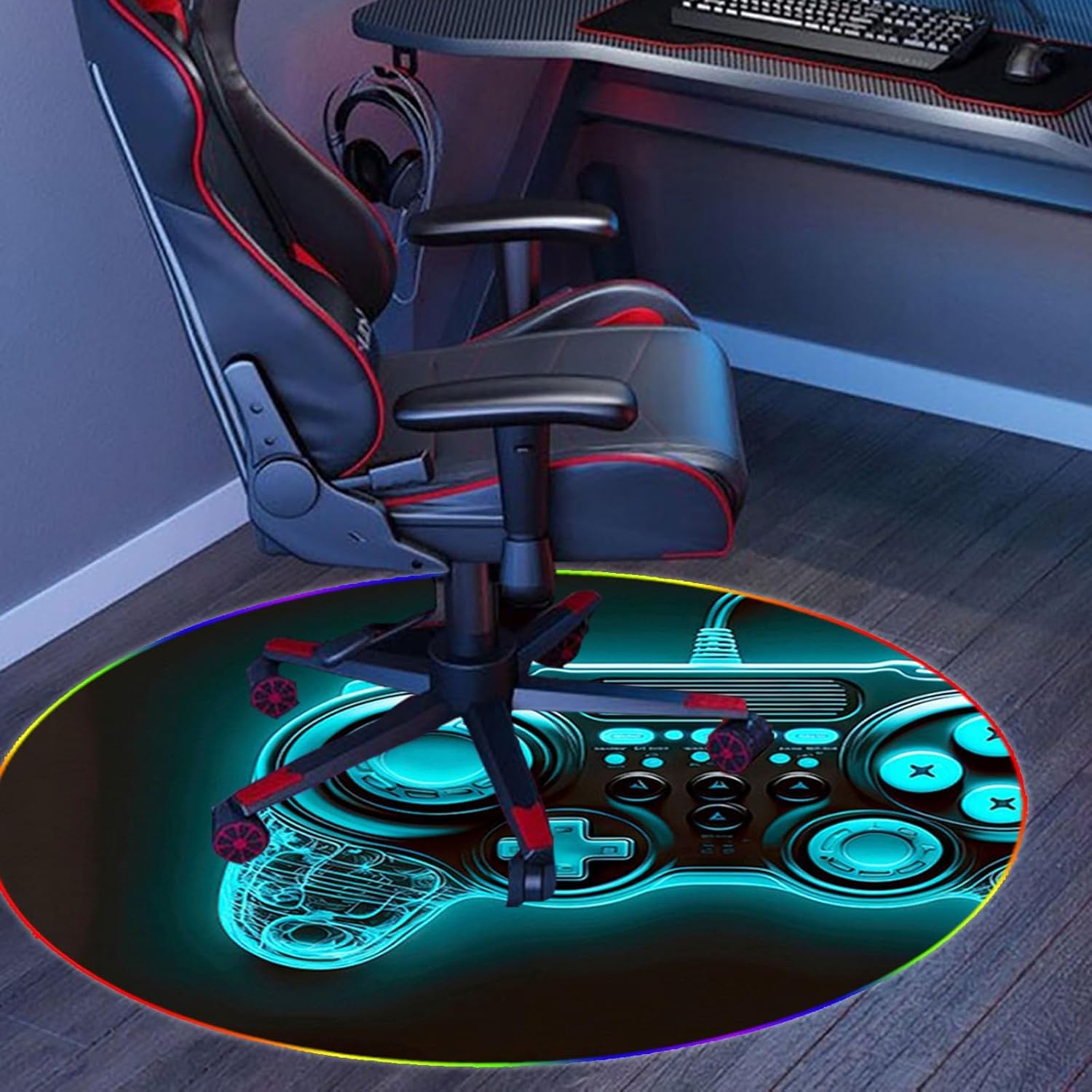 Gaming Chair Mat for Hardwood AntiSlip Glowing RGB