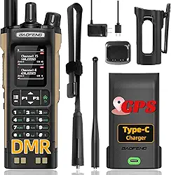 Rádio amador Baofeng DM32 DMR 10W portátil recarregável Walkie Talkies rádio bidirecional DM32UV de longo alcance Rádio meteorológico NOAA com GPS, frequência de cópia, 2500 mAh, carregamento USB-C