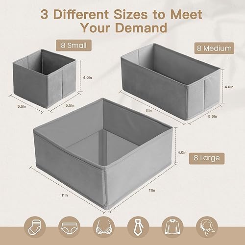 Miniatura 2 de Criusia Organizador de cajones de ropa, paquete de 24 organizadores de aparador para ropa de bebé, ropa interior, calcetines, organizadores