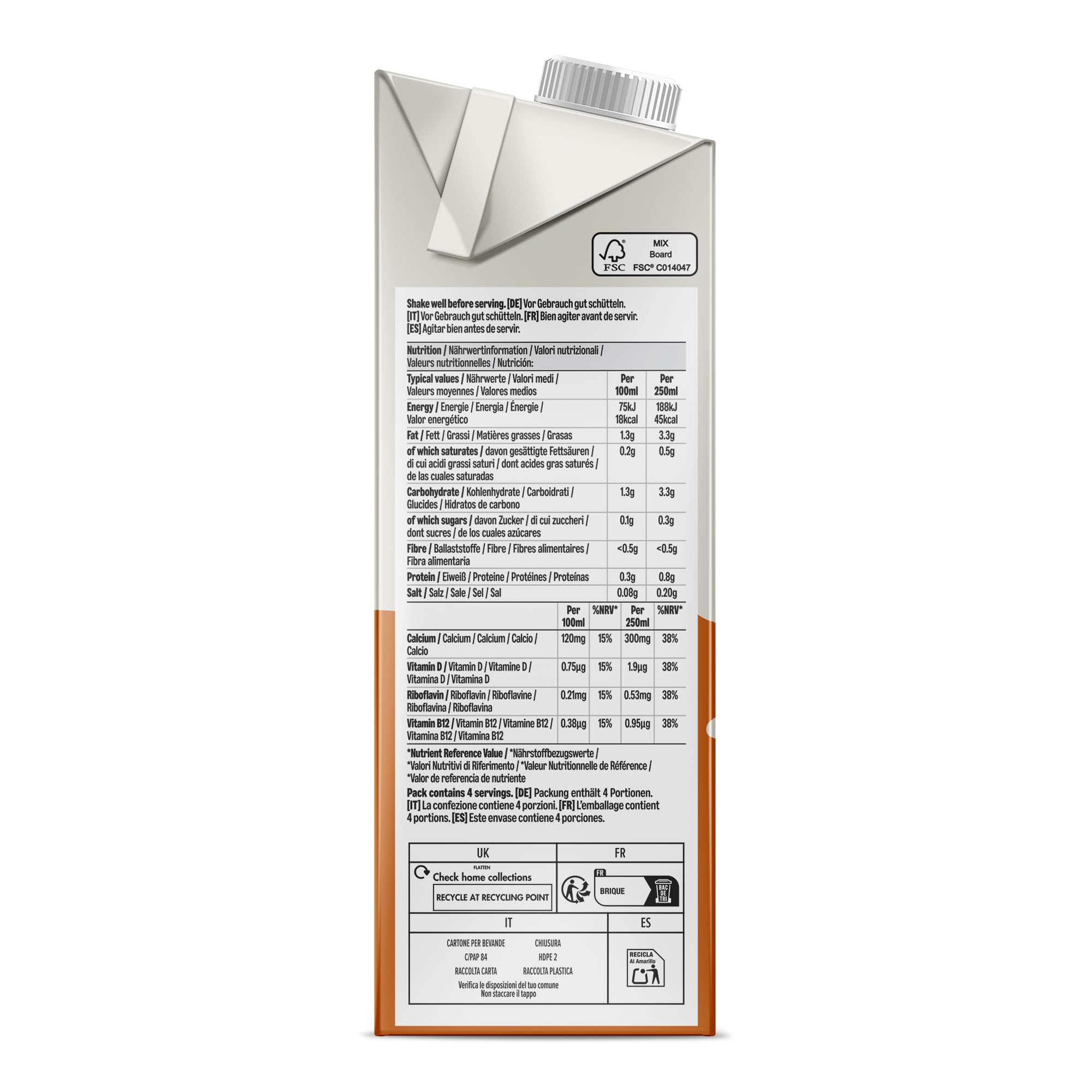 Amazon Sin Azúcar Bebida De Almendra, 6 x 1L