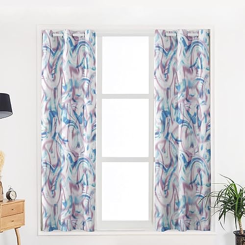 Miniatura 5 de Blackout Curtains for Living Room Bedroom, Abstract Gradient Unreal Filters Window Curtain Panels Grommet Drapes Thermal Insulated Room Darkening