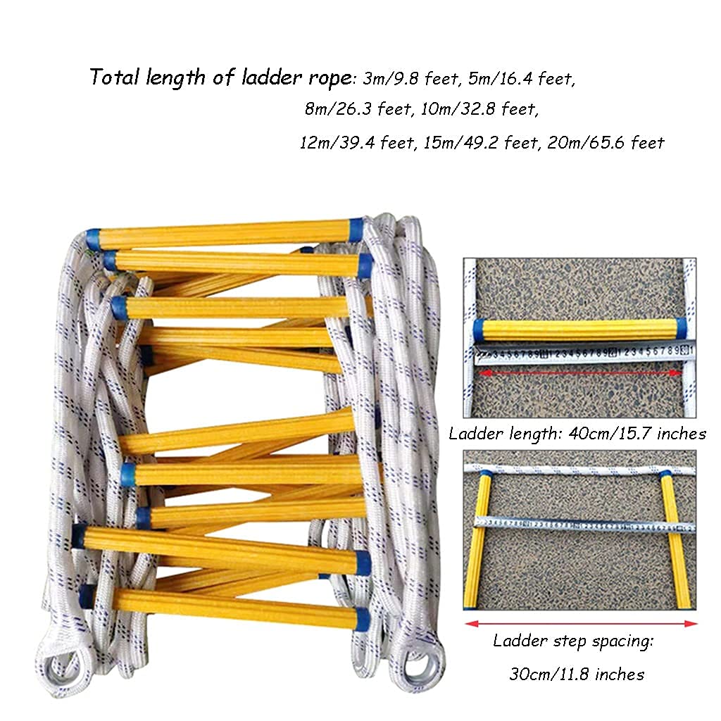 Escalera de cuerda antideslizante de emergencia de poliéster resistente al desgaste para mayor seguridad, duradera y portátil, ideal para situaciones de emergencia