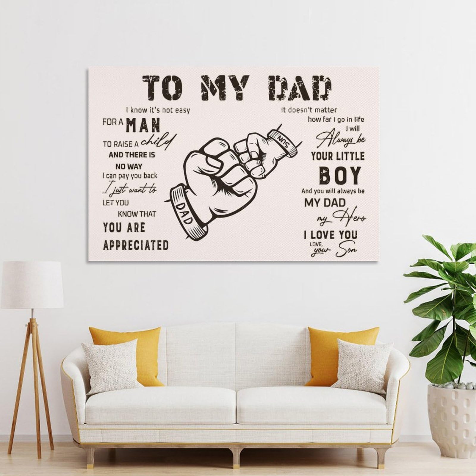 Junmoney Unframe-Style-3 To My Dad Father And Son Room Decor Wall Art, 24X36inch(60X90cm), For Bedroom, Guest Room Or Reading Nook, Home Artwork With A Soft Interior Feel