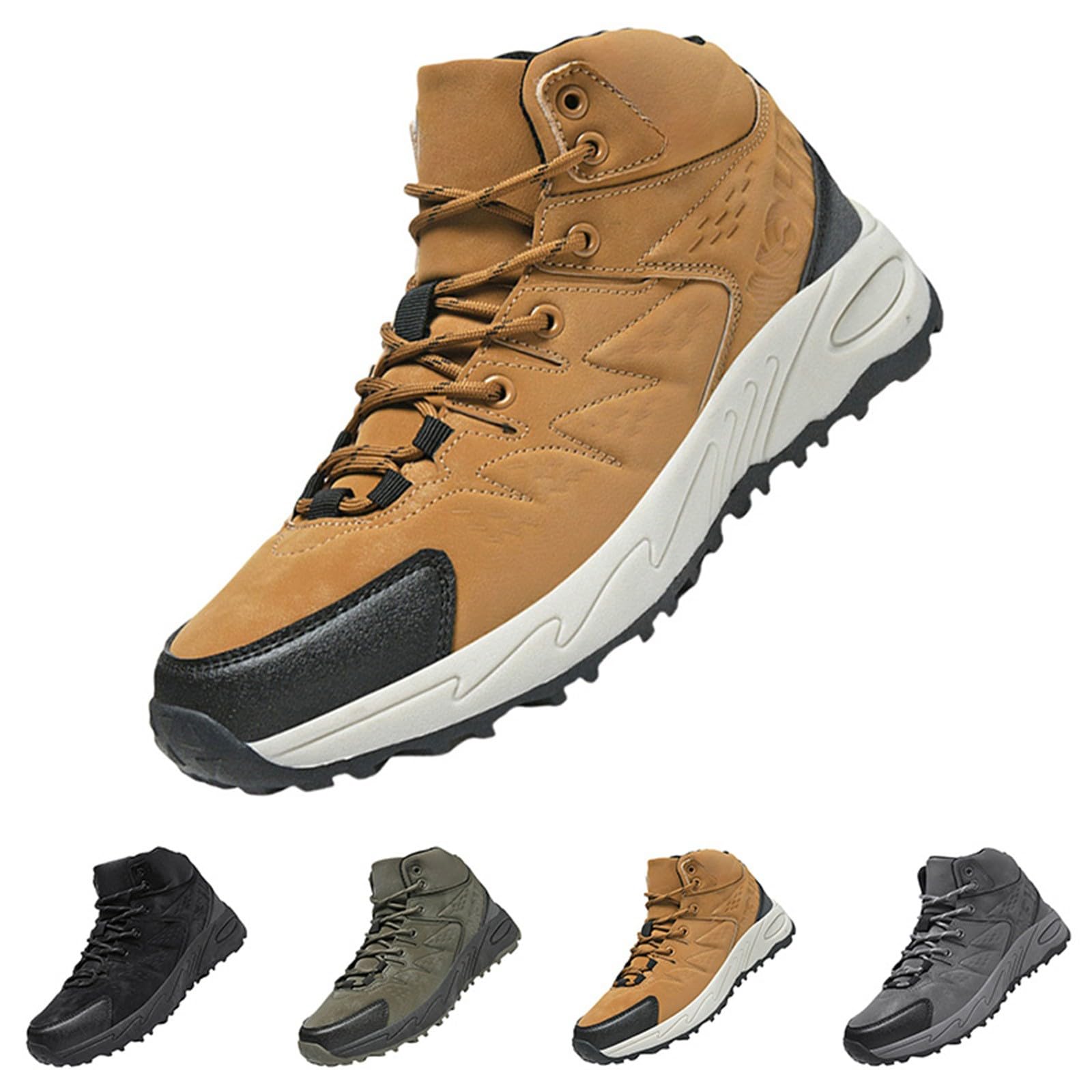 Wanderschuhe Herren Wasserdicht Leicht Trekkingstiefel Leder Atmungsaktiv